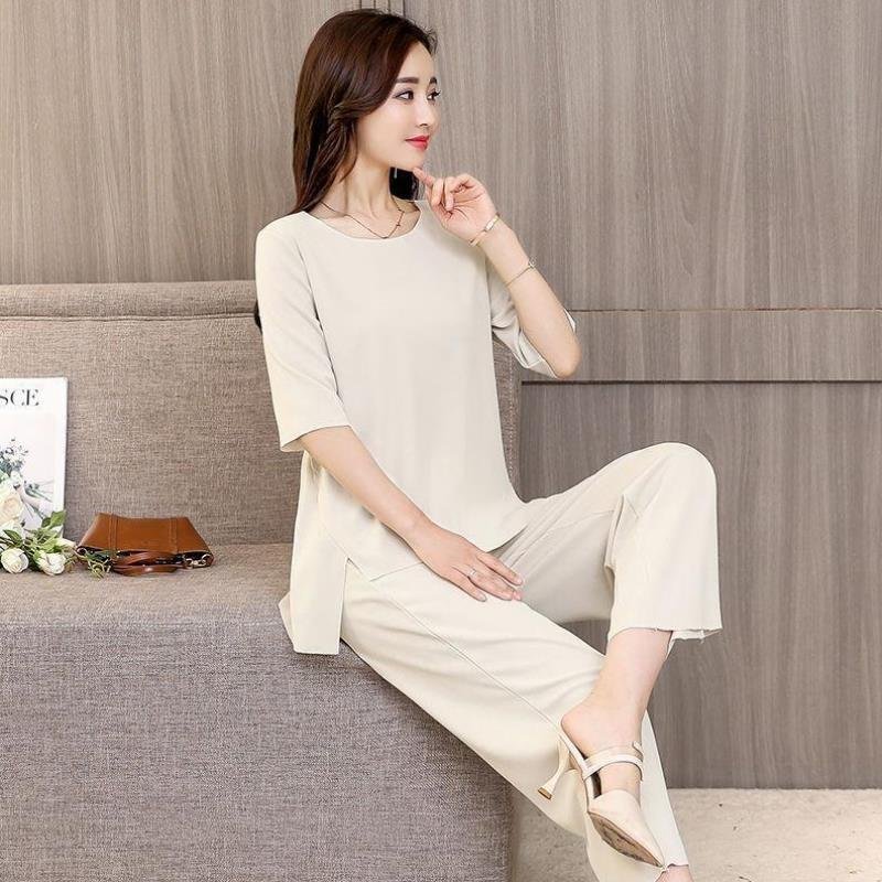 Chiffon Splicing Block Meat Shows Thin Two Female Sets