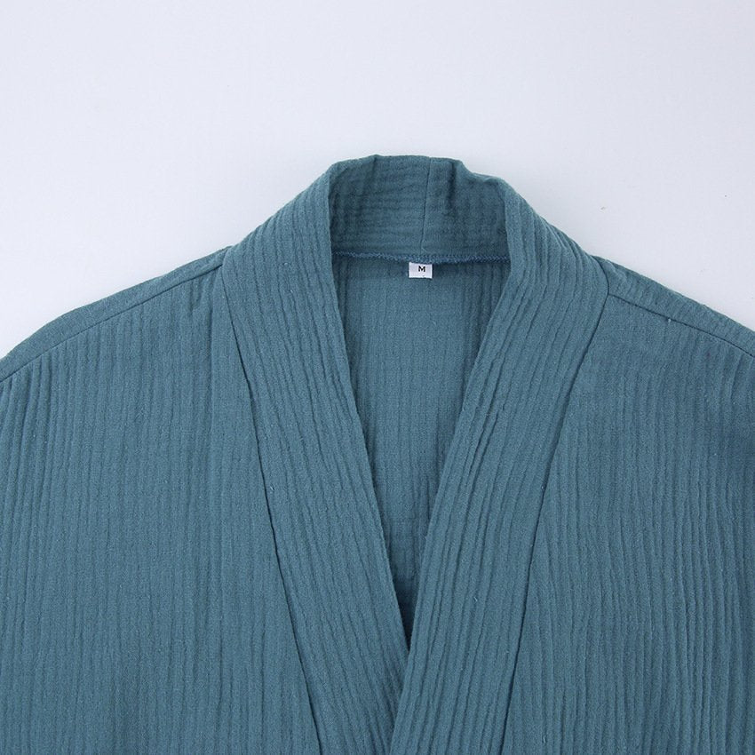 Cotton Robe Cardigan Tie Loose Comfort Crepe Loungewear