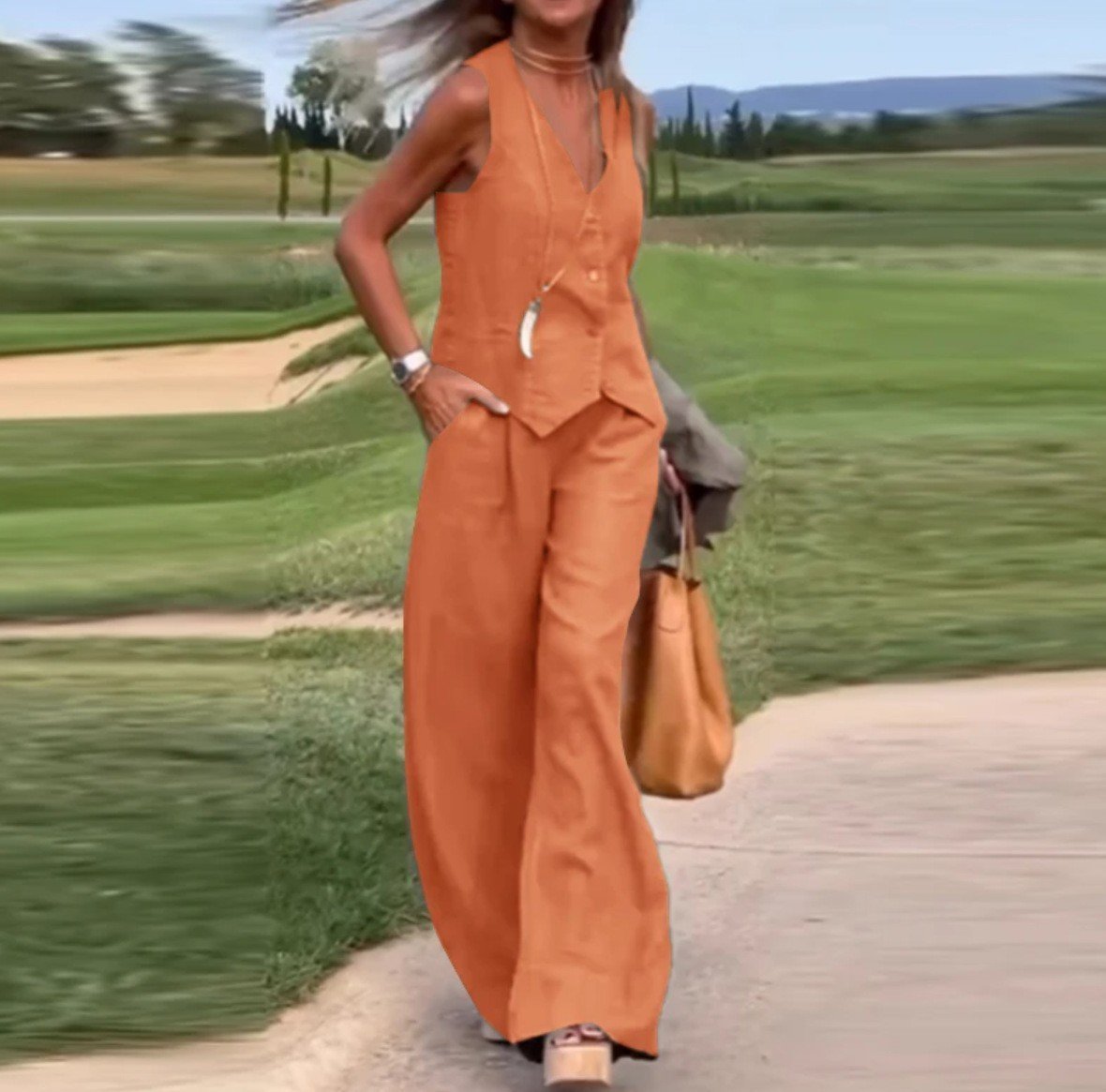 Casual Women’s Solid Color Fashion Sets Of Vest Trousers Suit